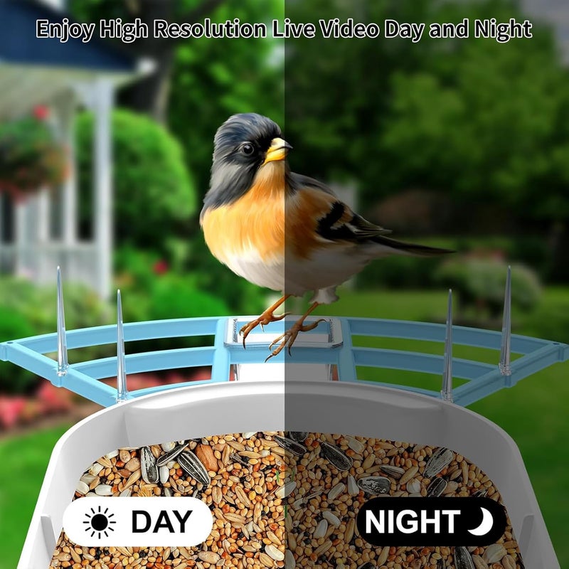 Fazoxo Bird Feeder with Camera, Smart AI Bird Breed Recognition,Birds Motion Detection with Real Time Notice, Solar Powered Auto Capture Bird Watching WiFi Camera,Gifts for Birdlover,Family,SkyBlue - Image 5